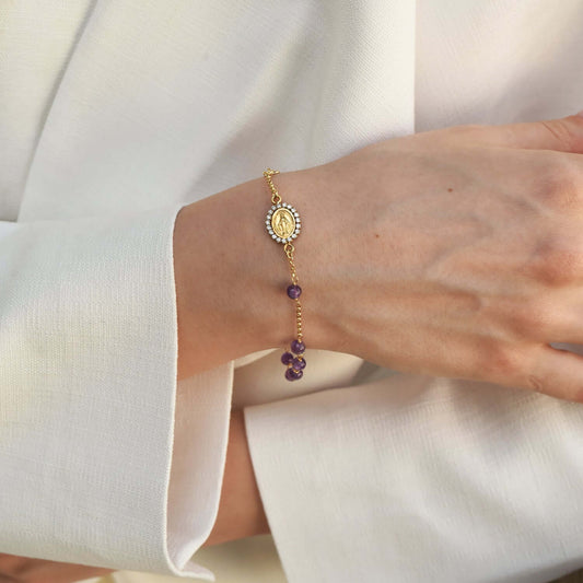 ROZENKRANS ARMBAND - GOUD EN AMETHYST