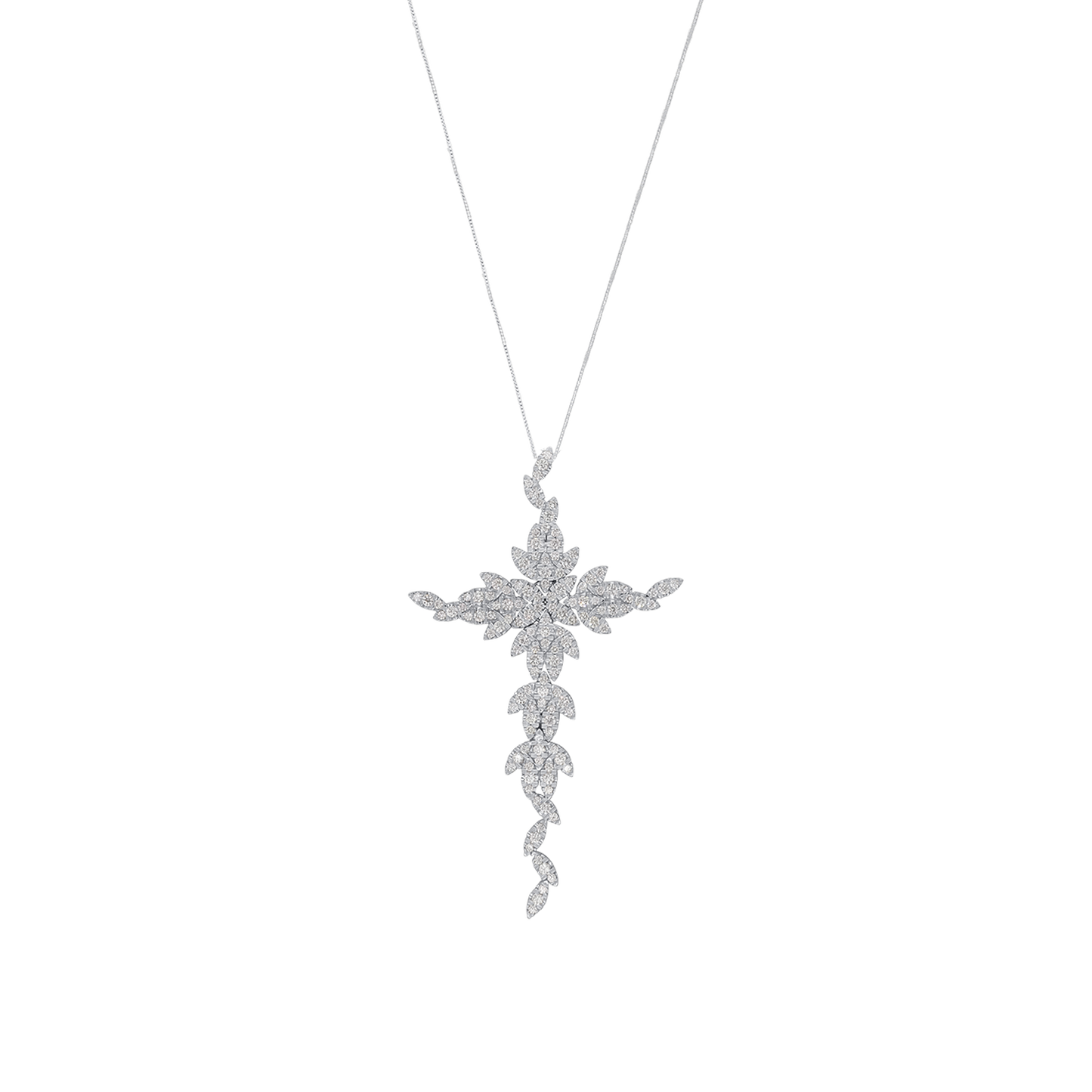 KRUIS DIAMOND KETTING - WITGOUD