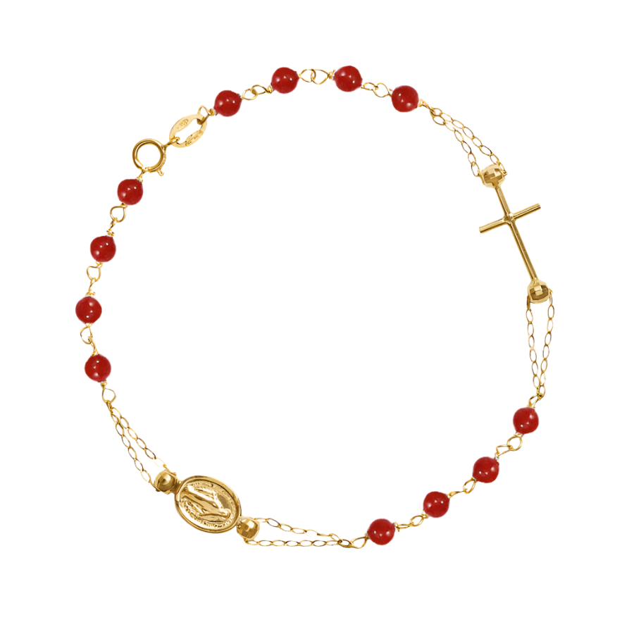 MIRACULOUS EN KRUIS - CORAL ROZENKRANS ARMBAND - GOUD