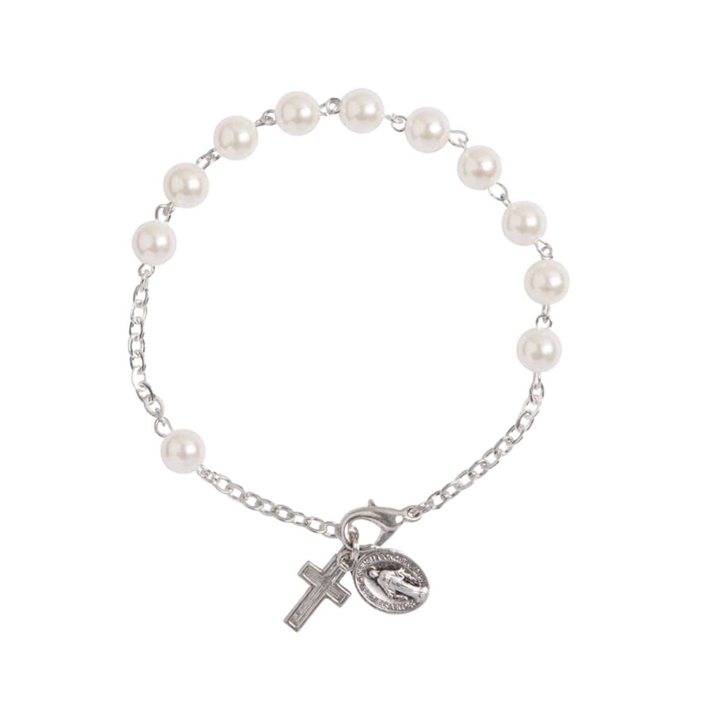 PEARL ROSARY BRACELET - METAL