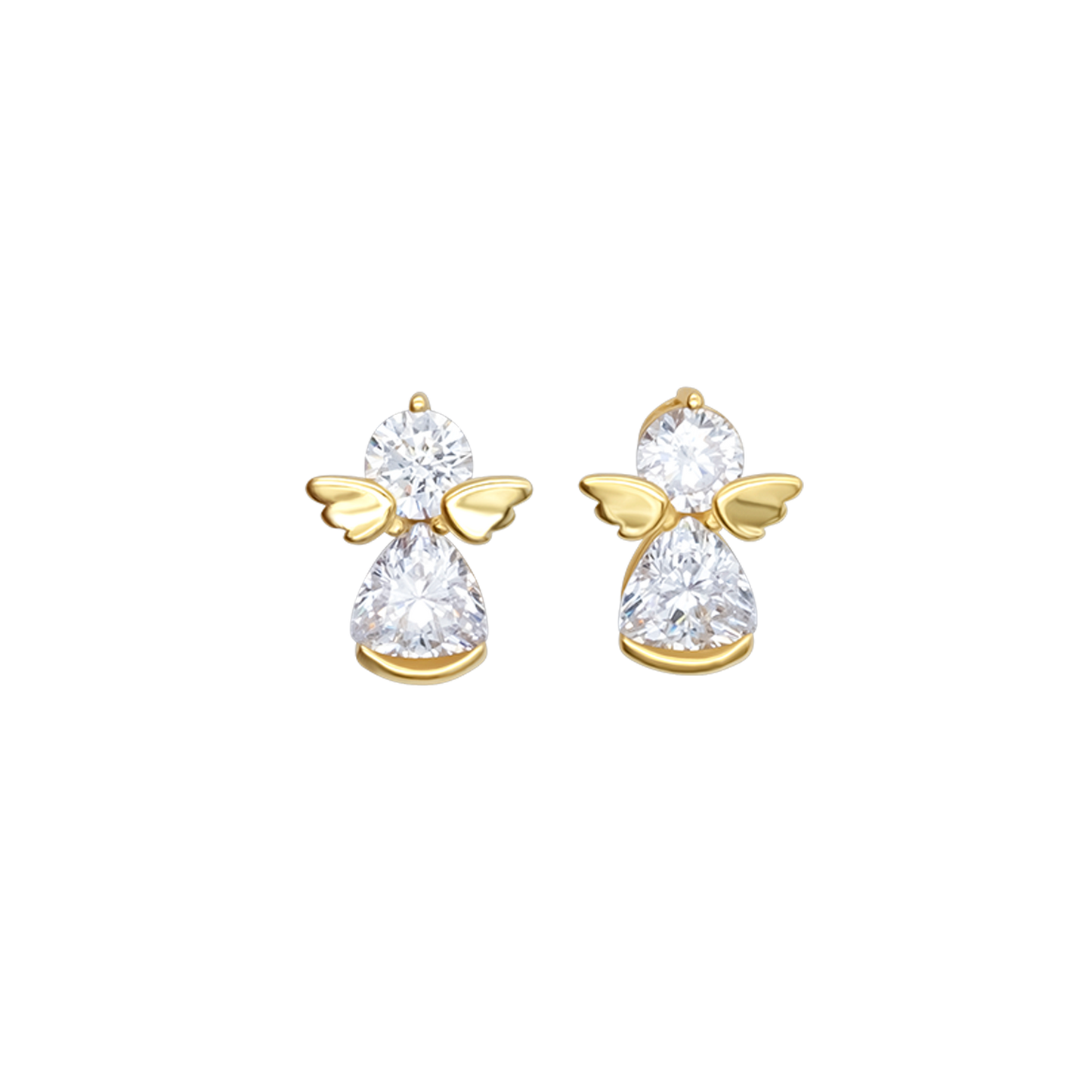 ANGELS EARRINGS - GOUDEN ZILVER EN ZIRKONIA