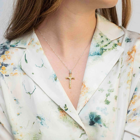 DIAMOND KRUISBEELD - KETTING - GOUD