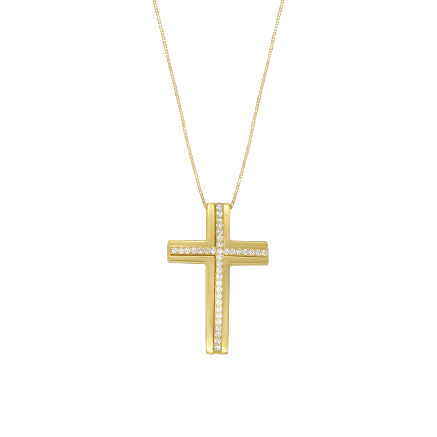 CROSS NECKLACE - ZIRCONIA AND GOLD