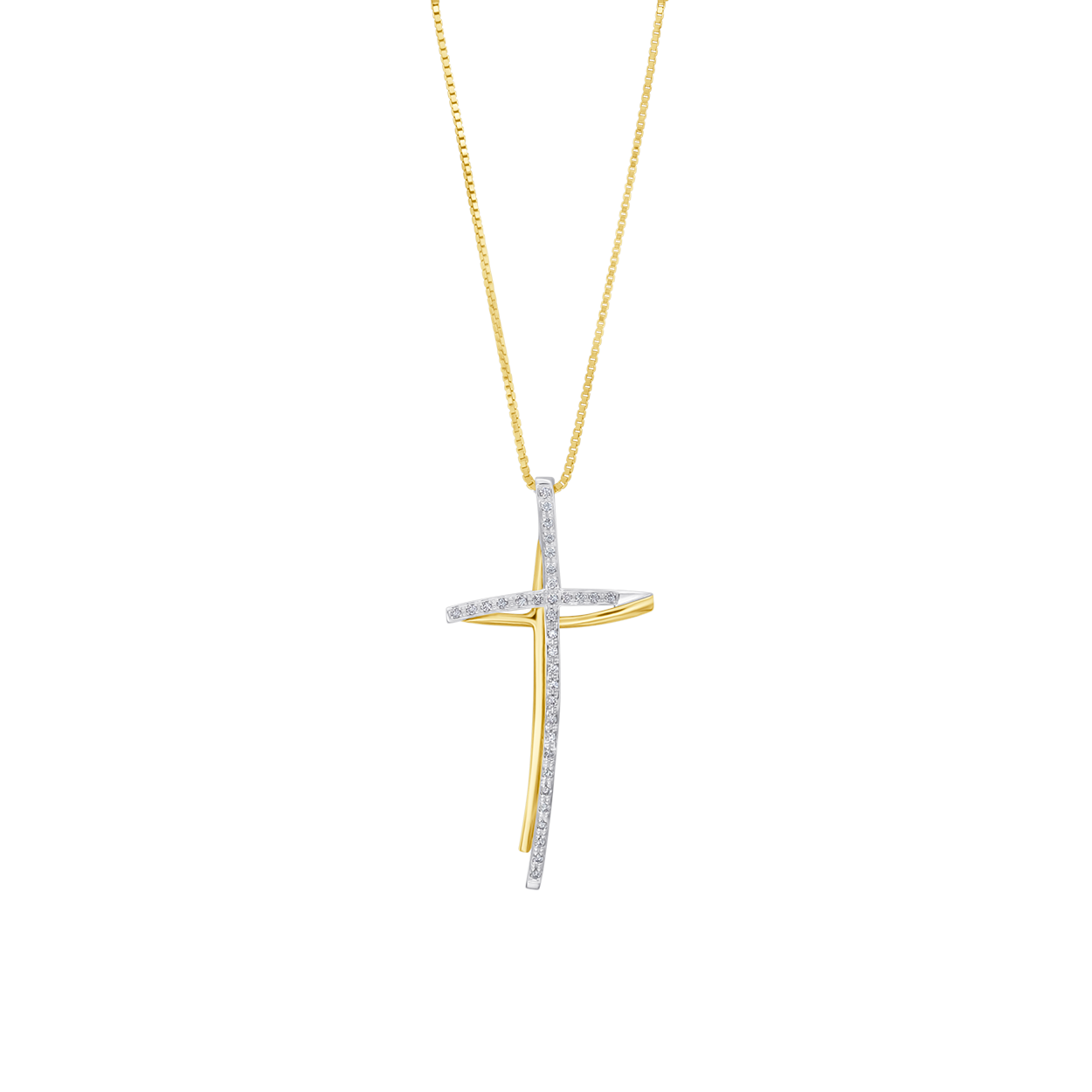 KRUIS KETTING - DIAMANTEN EN GOUD