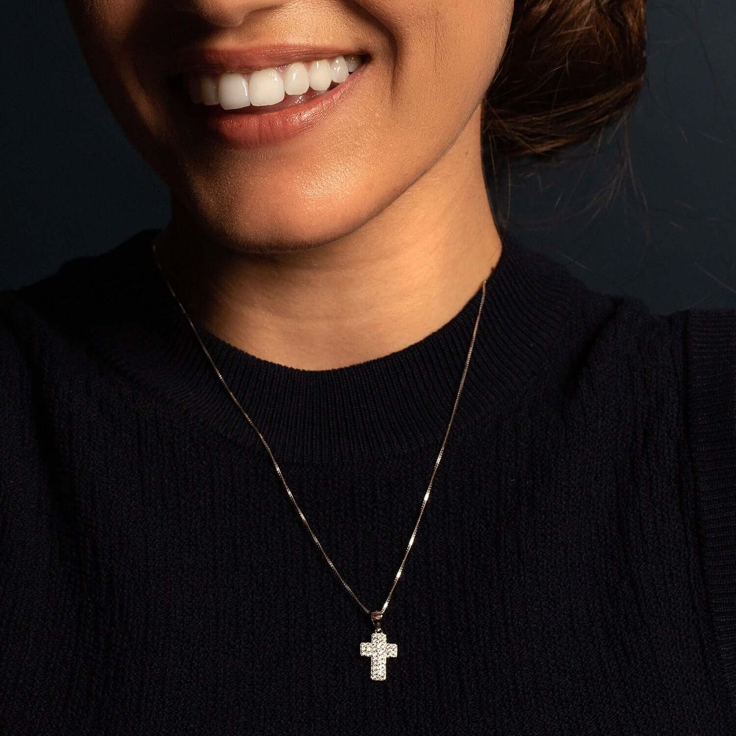 CROSS PENDANT - SILVER AND PAVÉ