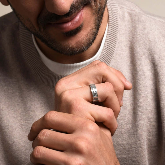 CROSS - ROSARY RING - SILVER