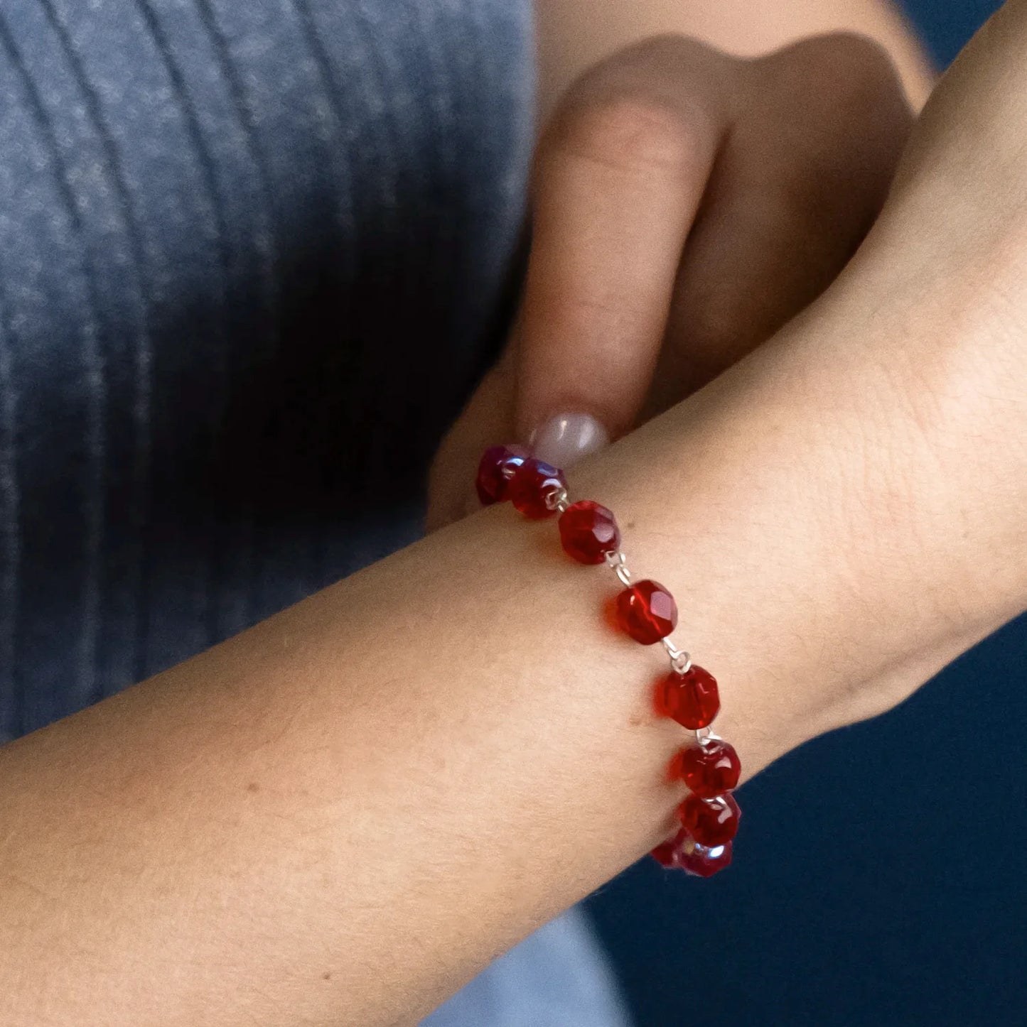 CRYSTAL ROSARY BRACELET - METAL