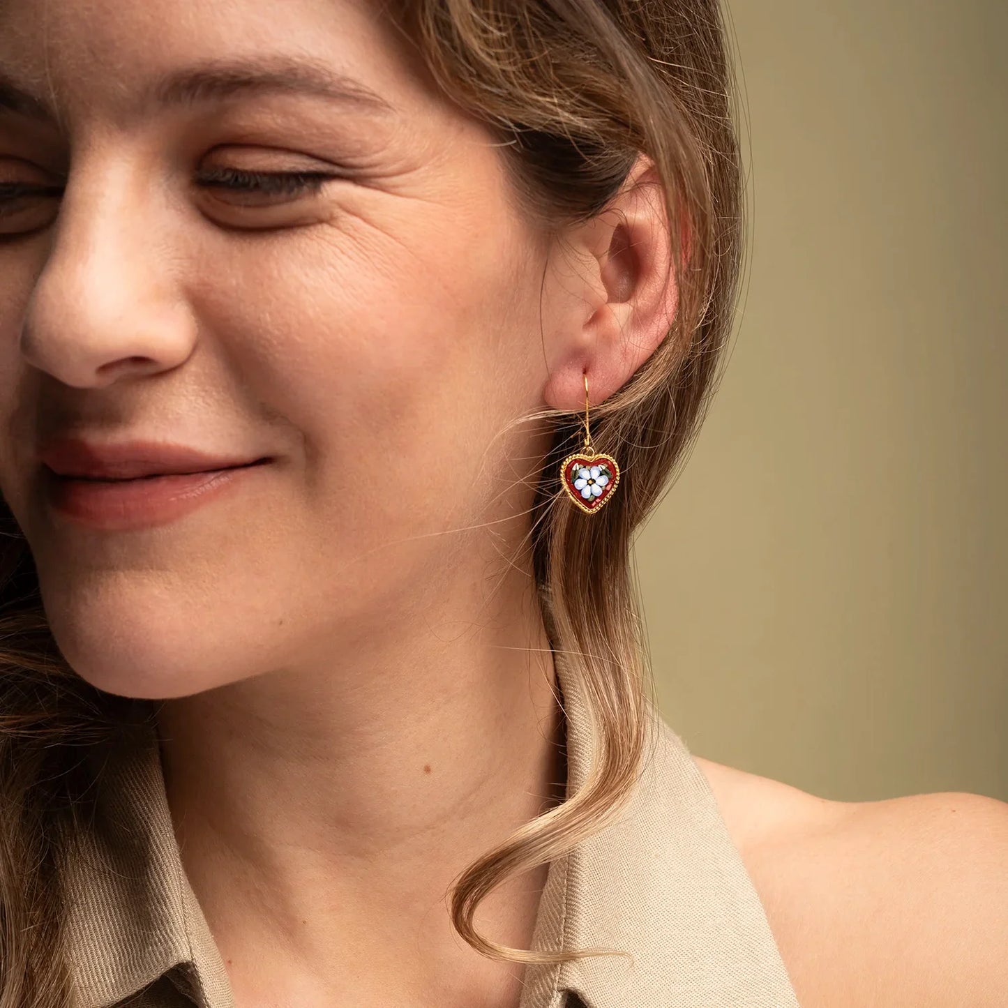 EARRINGS - MICROMOSAIC JEWELRY - GOLDEN METAL