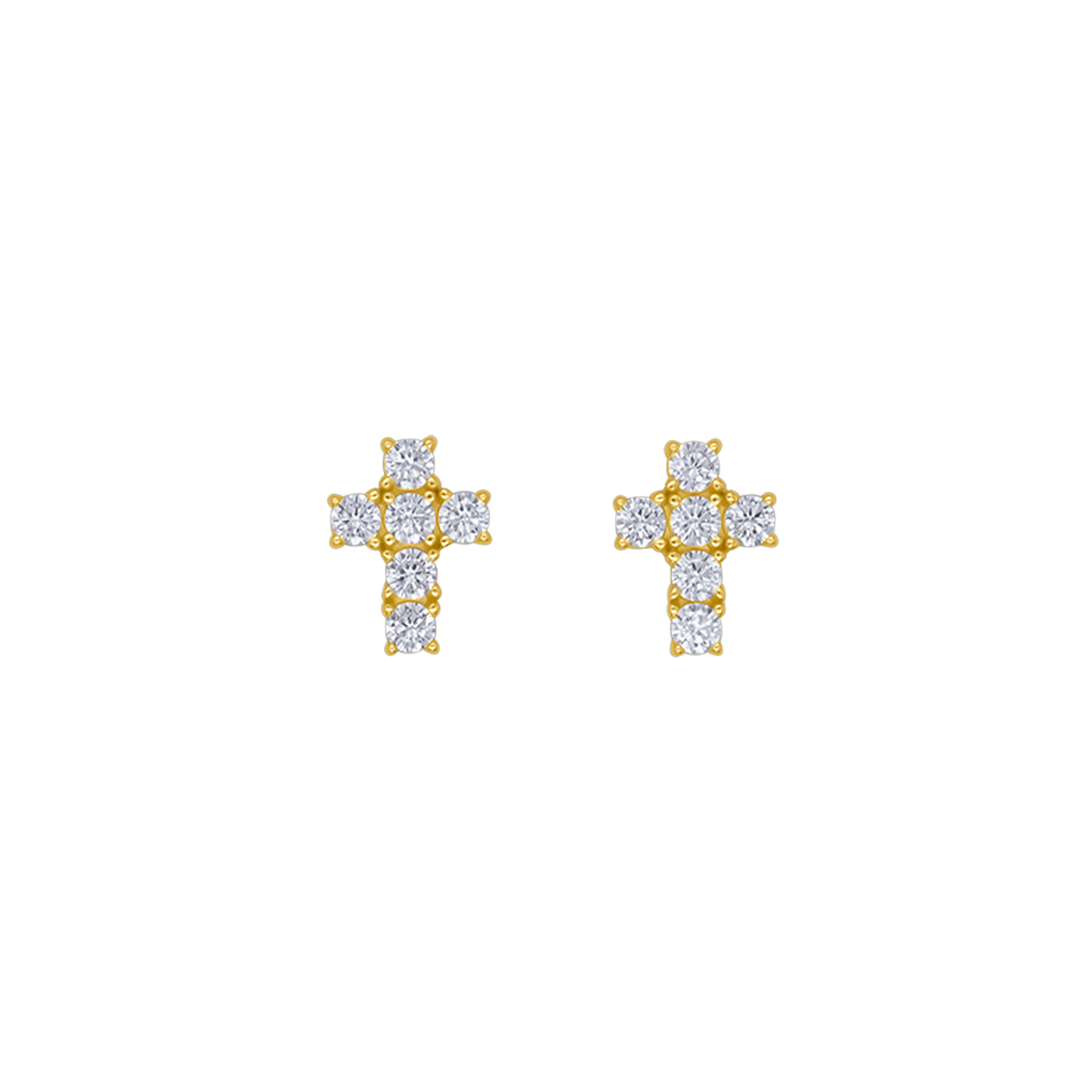 CROSS - EARRINGS - GOLDEN SILVER AND ZIRCONIA