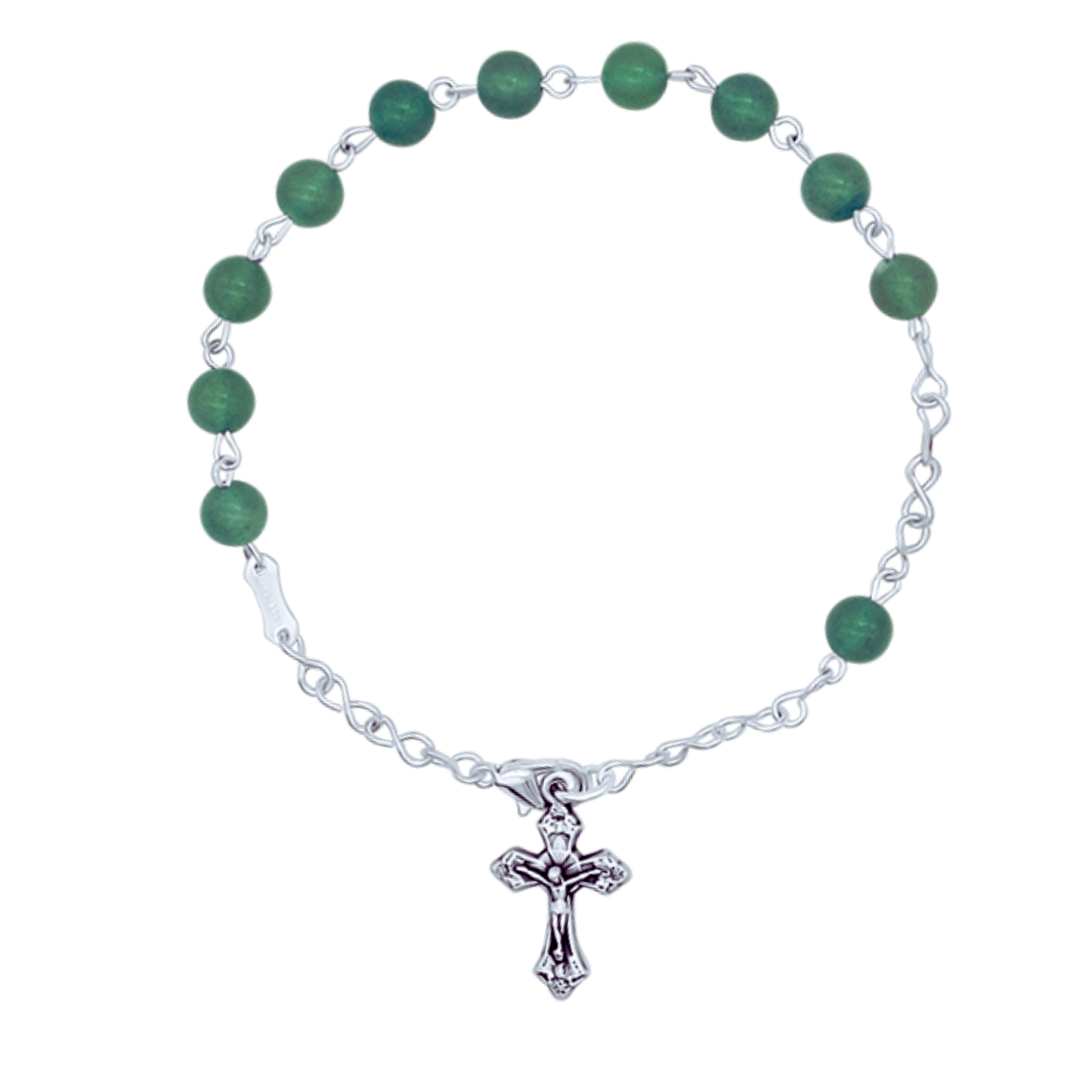 ROSARY BRACELET GREEN STONES - METAL