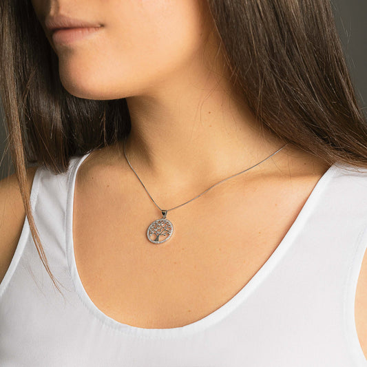 TREE OF LIFE KETTING - ZILVER - ZIRKONIA