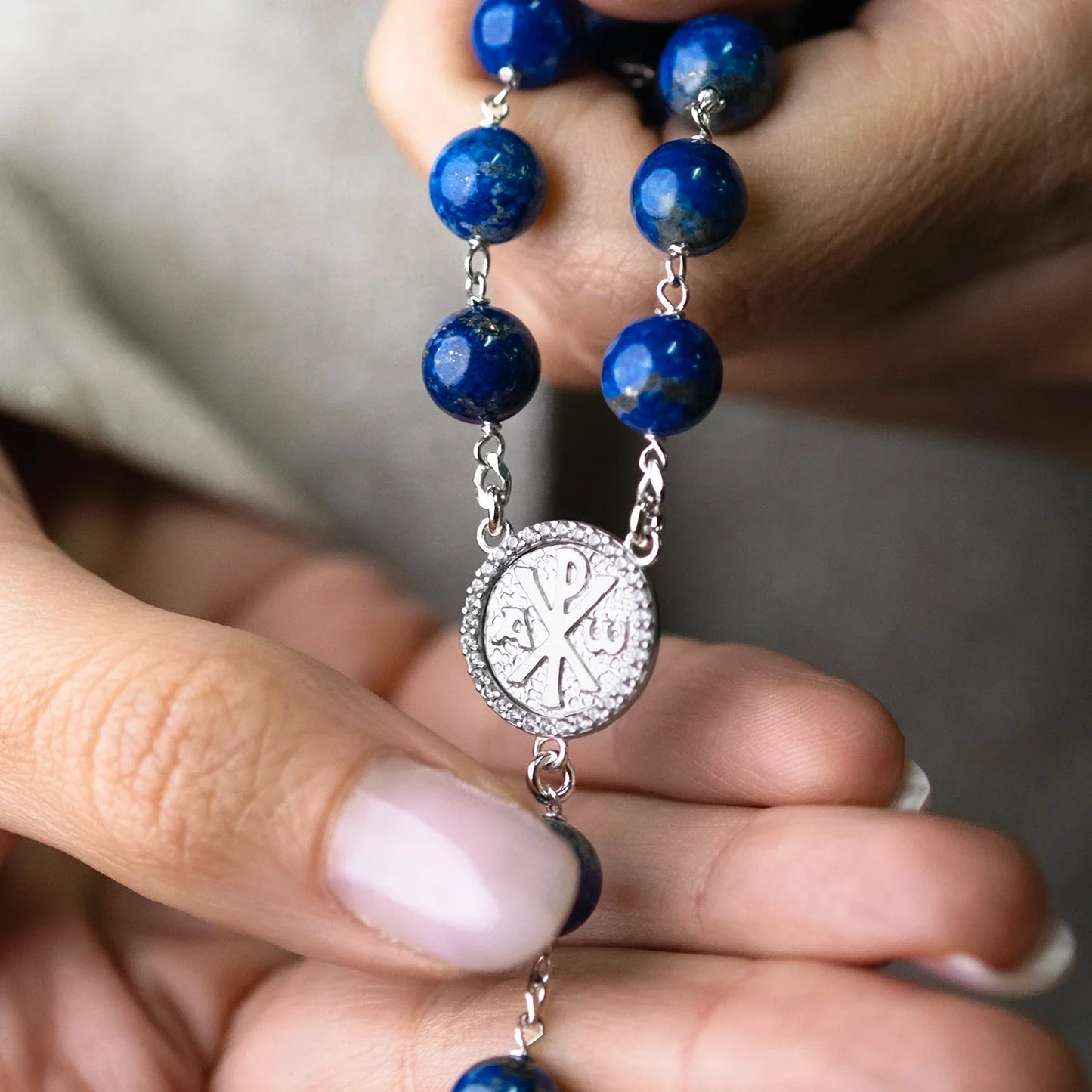 LAPIS LAZULI BEADS - ROSARY - SILVER