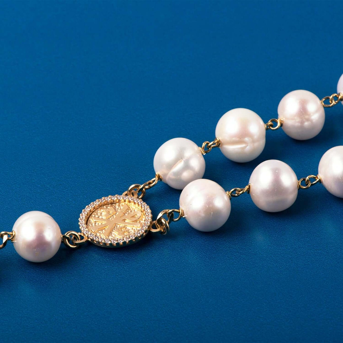 LARGE PEARL KRALEN ROZENKRANS - VERMEIL ZILVER