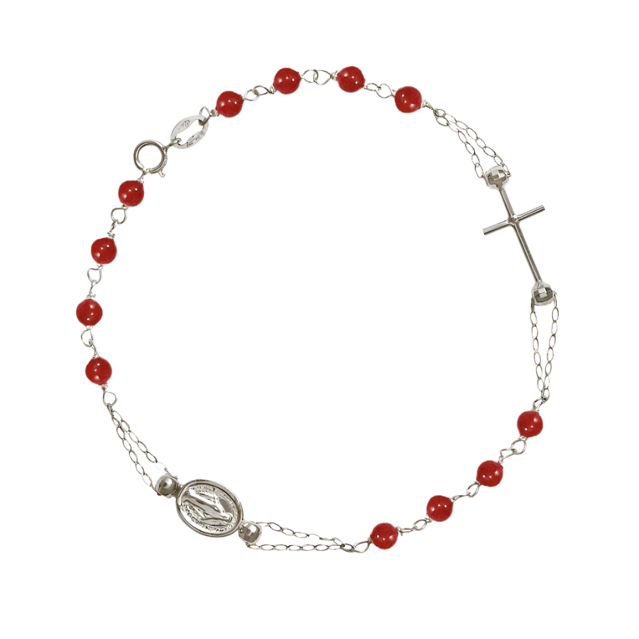MIRACULOUS EN KRUIS - CORAL ROZENKRANS ARMBAND - WITGOUD