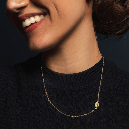 MIRACULOUS EN KRUIS - KETTING - VERMEIL ZILVER