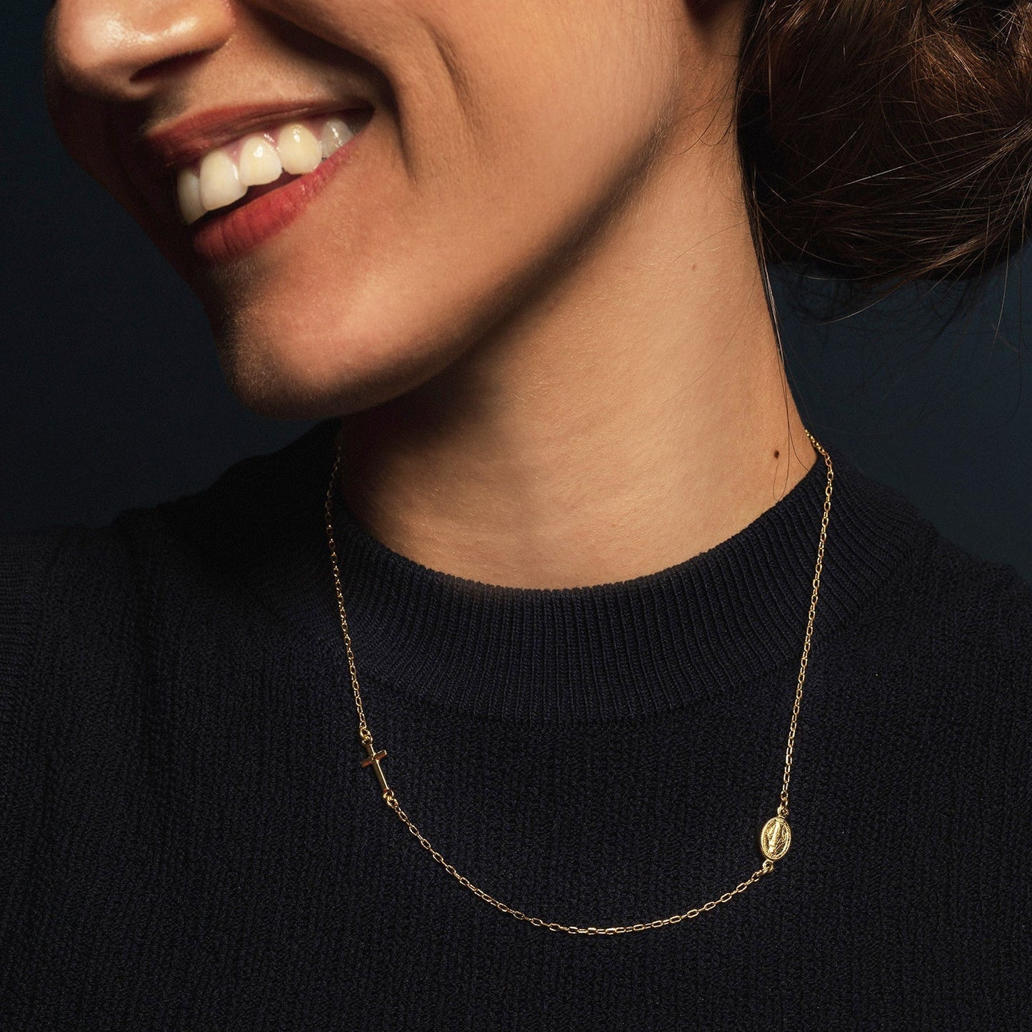 MIRACULOUS EN KRUIS - KETTING - VERMEIL ZILVER