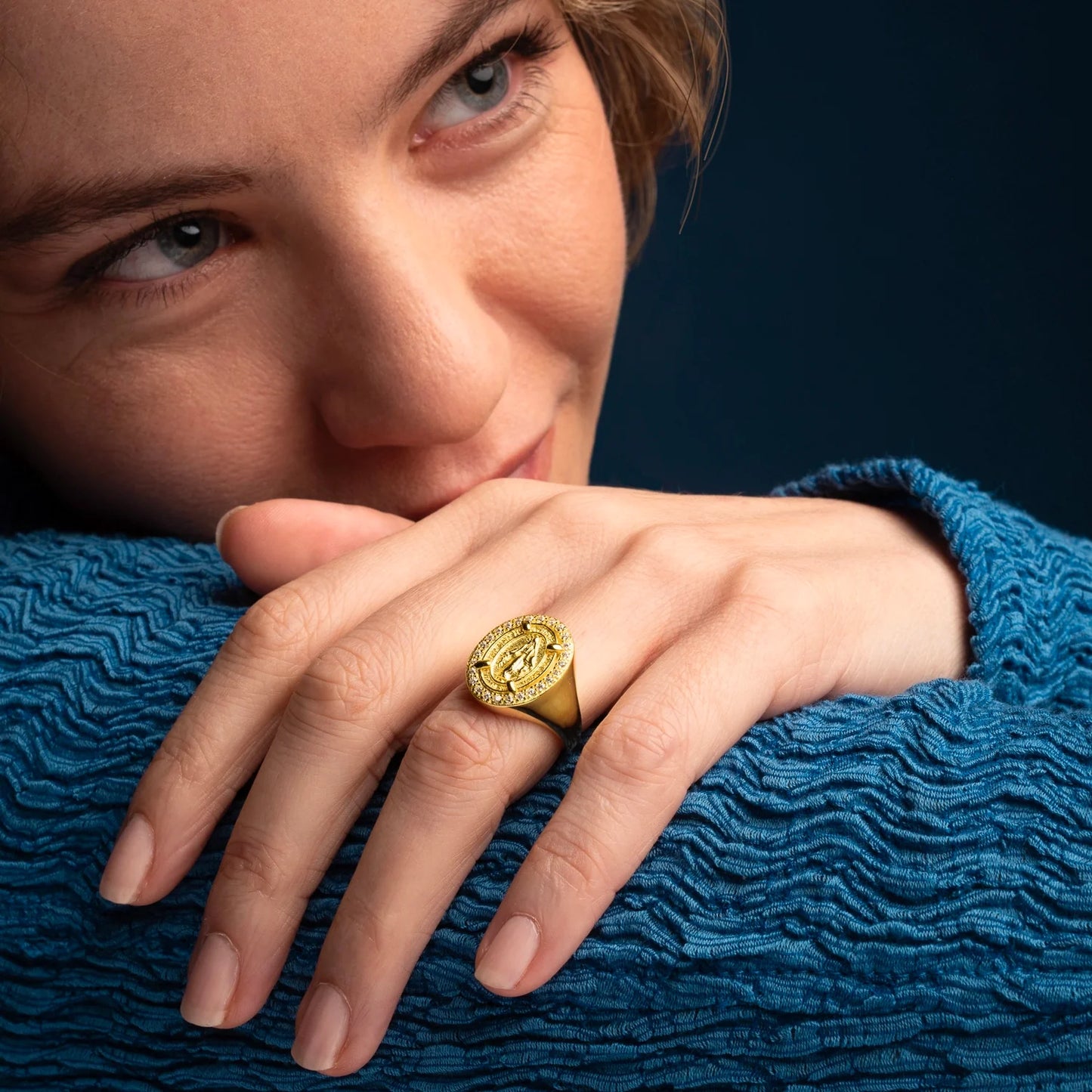 MIRACULOUS MEDAL - RING - GOLDEN SILVER