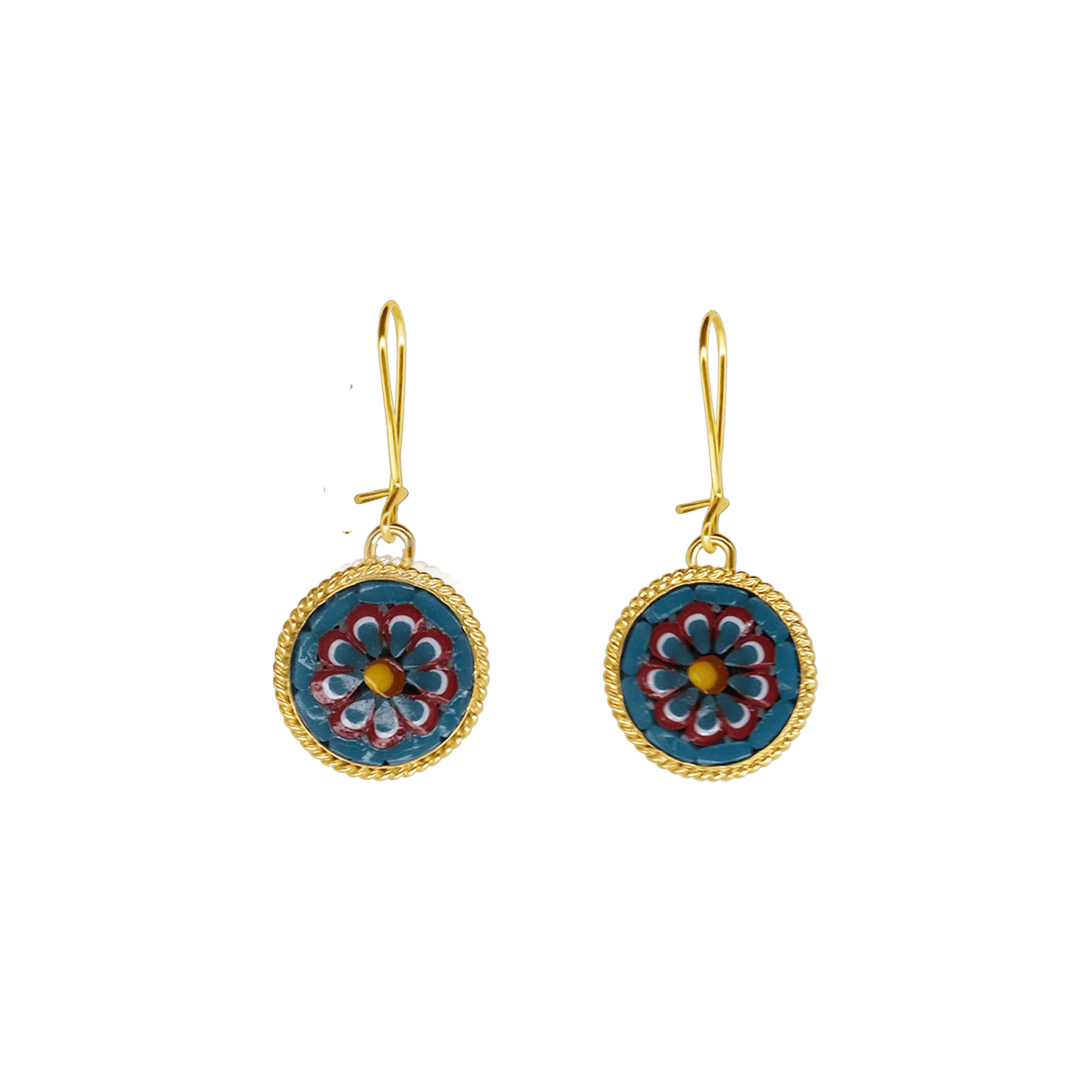 EARRINGS - MICROMOSAIC JEWELRY - GOLDEN METAL