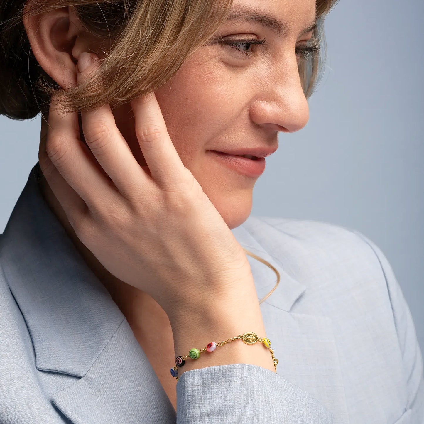 MURRINA GLASS KRALEN ROZENKRANS ARMBAND - VERMEIL ZILVER