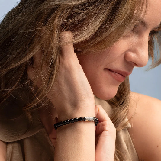 OUR LADY OF GRACE BRACELET - ONYX AND SILVER