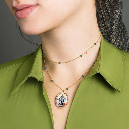 OUR LADY OF MOUNT CARMEL KETTING - GOUD EN DIAMANTEN