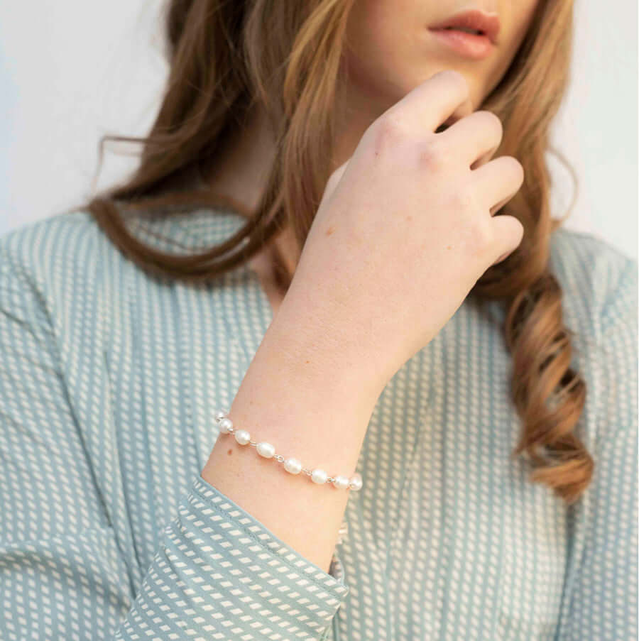 PEARL ROZENKRANS ARMBAND - ZILVER