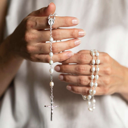 PEARL ROSARY - SILVER
