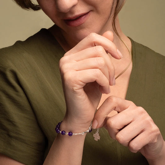 ROZENKRANS ARMBAND AMETHYST - ZILVER