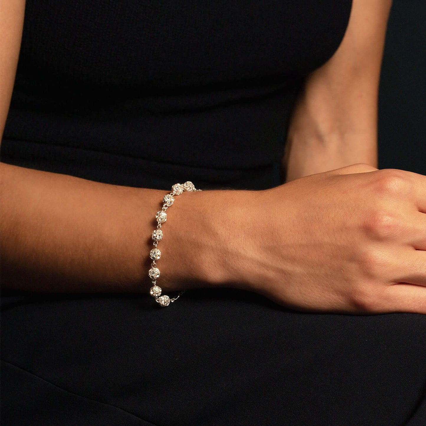 ROSARY BRACELET - SILVER AND STRASSBALL