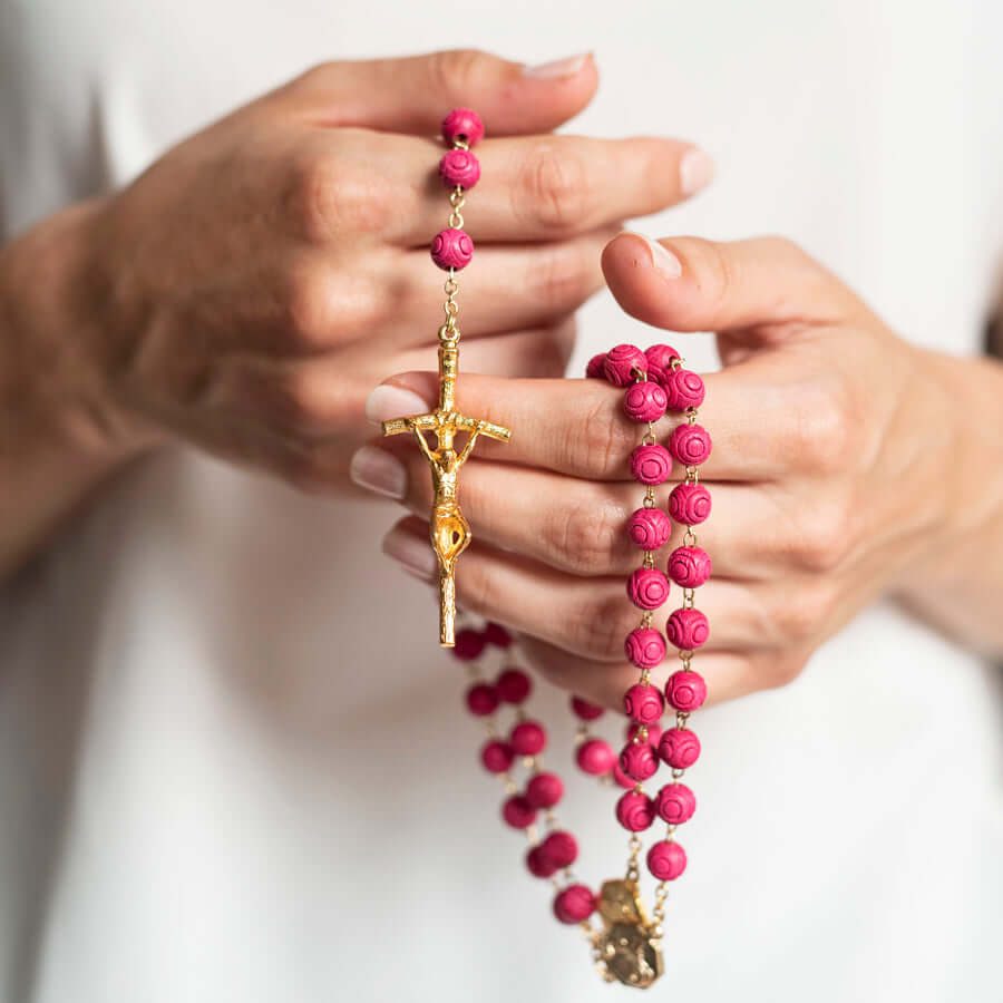 SCENTED ROSE PETAL ROSARY - METAL