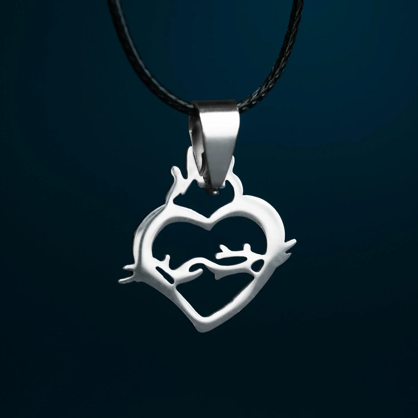 SACRED HEART OF JESUS KETTING - RUBBER CORD EN STEEL