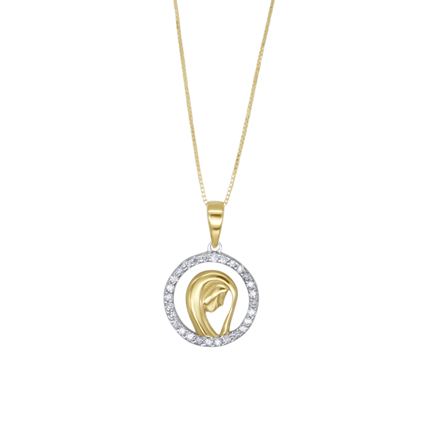 VIRGIN MARY KETTING - GOUD EN DIAMANTEN