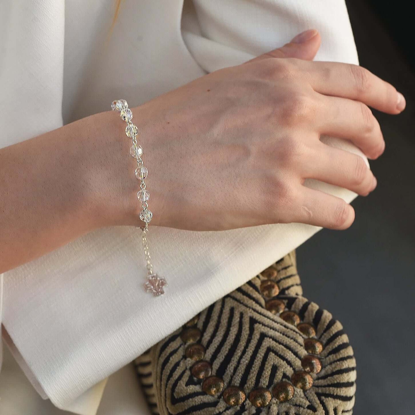 CRYSTAL ROZENKRANS ARMBAND - ZILVER