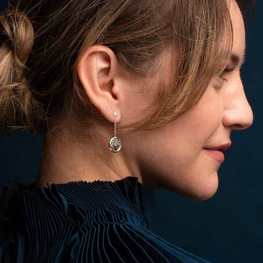 TREE OF LIFE - DANGLING EARRINGS - ZILVER