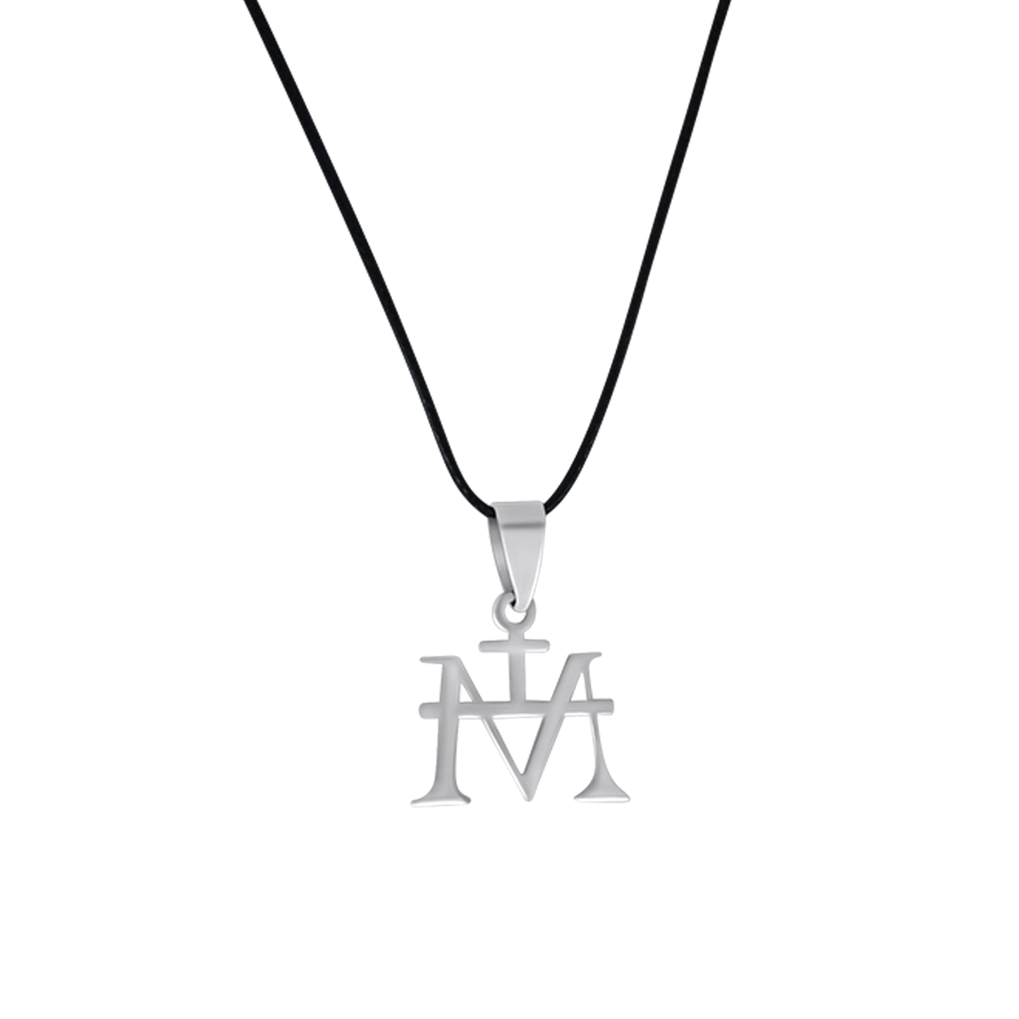 VIRGIN MARY MONOGRAM - RUBBER CORD EN STEEL - KETTING