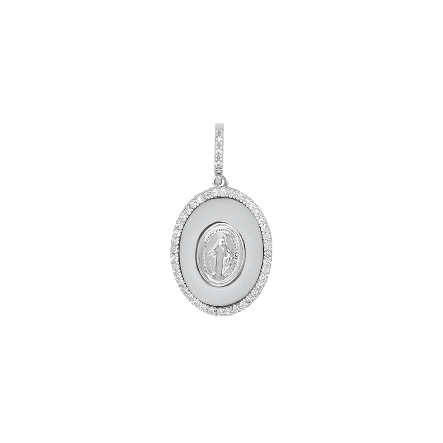 MIRACULOUS MEDAL PENDANT - SILVER AND ZIRCONIA
