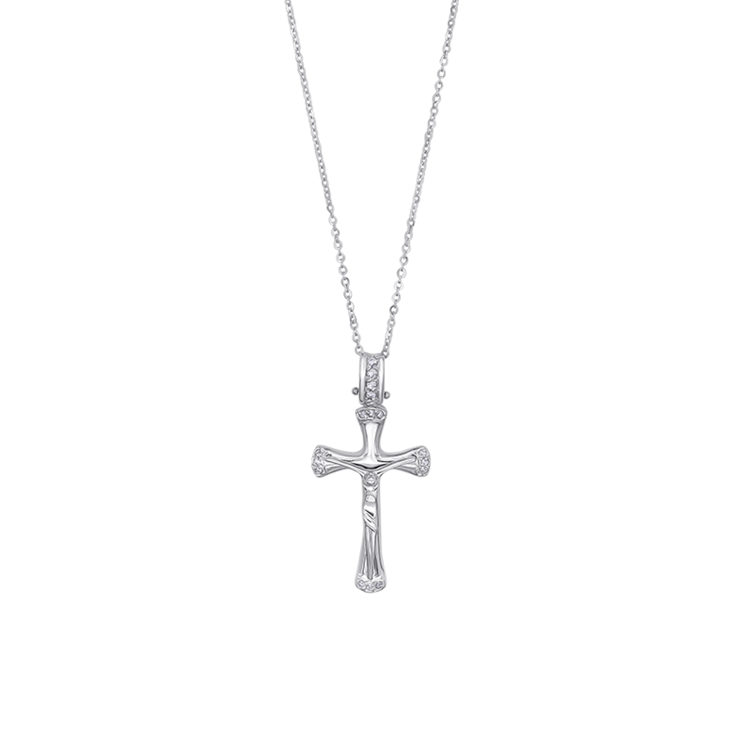 DIAMOND KRUISBEELD - KETTING - WITGOUD