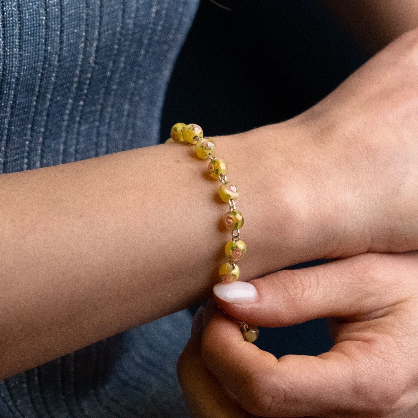 ROSARY BRACELET - YELLOW MURANO GLASS AND SILVER