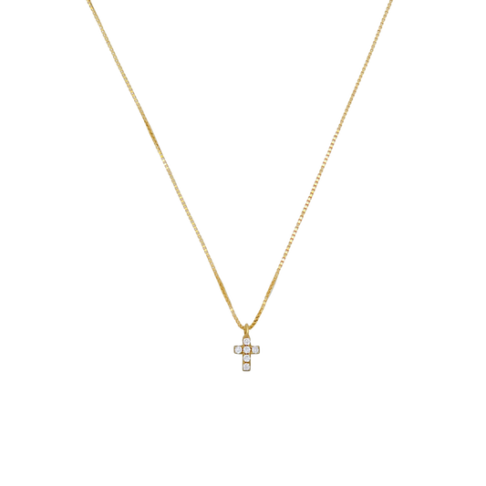 CROSS DIAMOND NECKLACE - GOLD