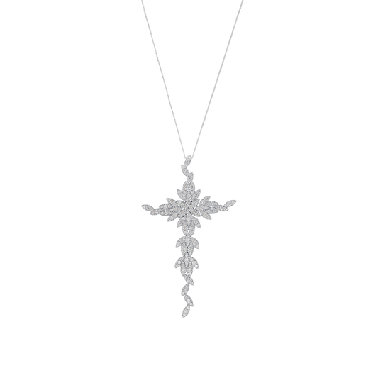 CROSS DIAMOND NECKLACE - WHITE GOLD