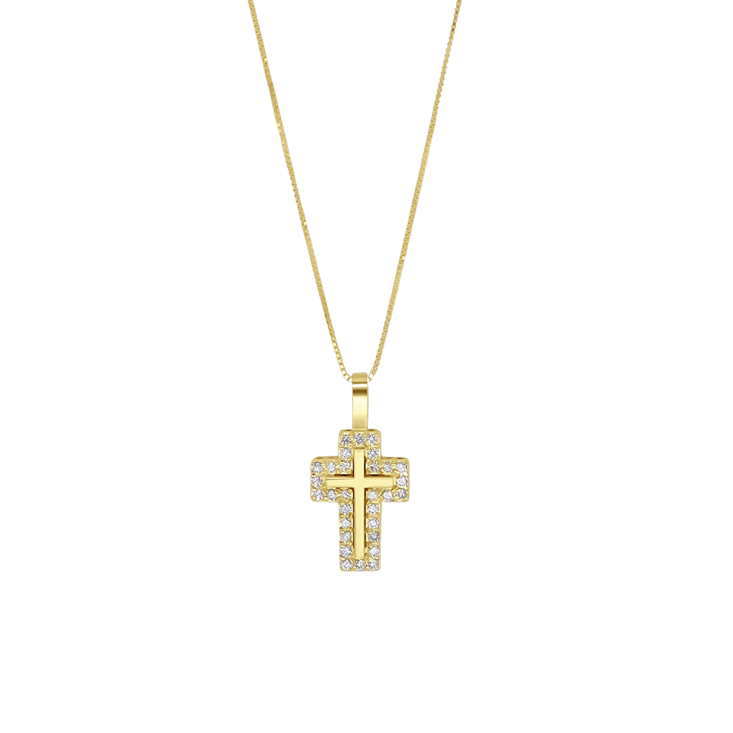 KRUIS KETTING - DIAMANTEN EN GOUD