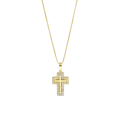 KRUIS KETTING - DIAMANTEN EN GOUD