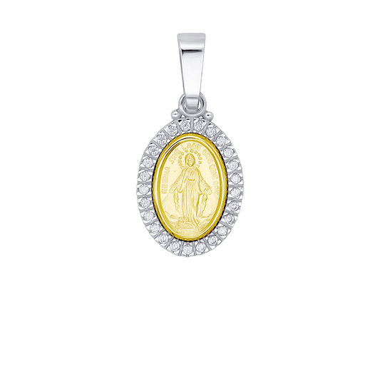 MIRACULOUS MEDAL - ZIRCONIA MEDAL - BICOLOR GOLD
