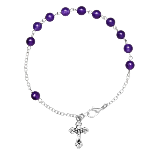 AMETHYST KRALEN ROZENKRANS ARMBAND - METAAL
