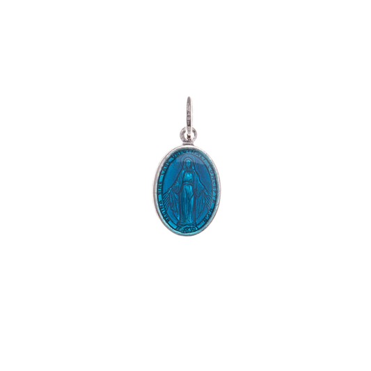 BLUE  MIRACULOUS MEDAL - SILVER