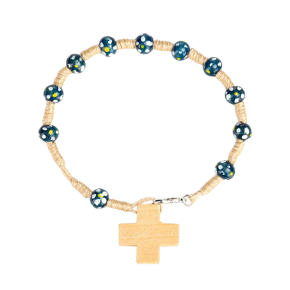 CHILDREN'S ROSARY BRACELET - WOOD - BLUE