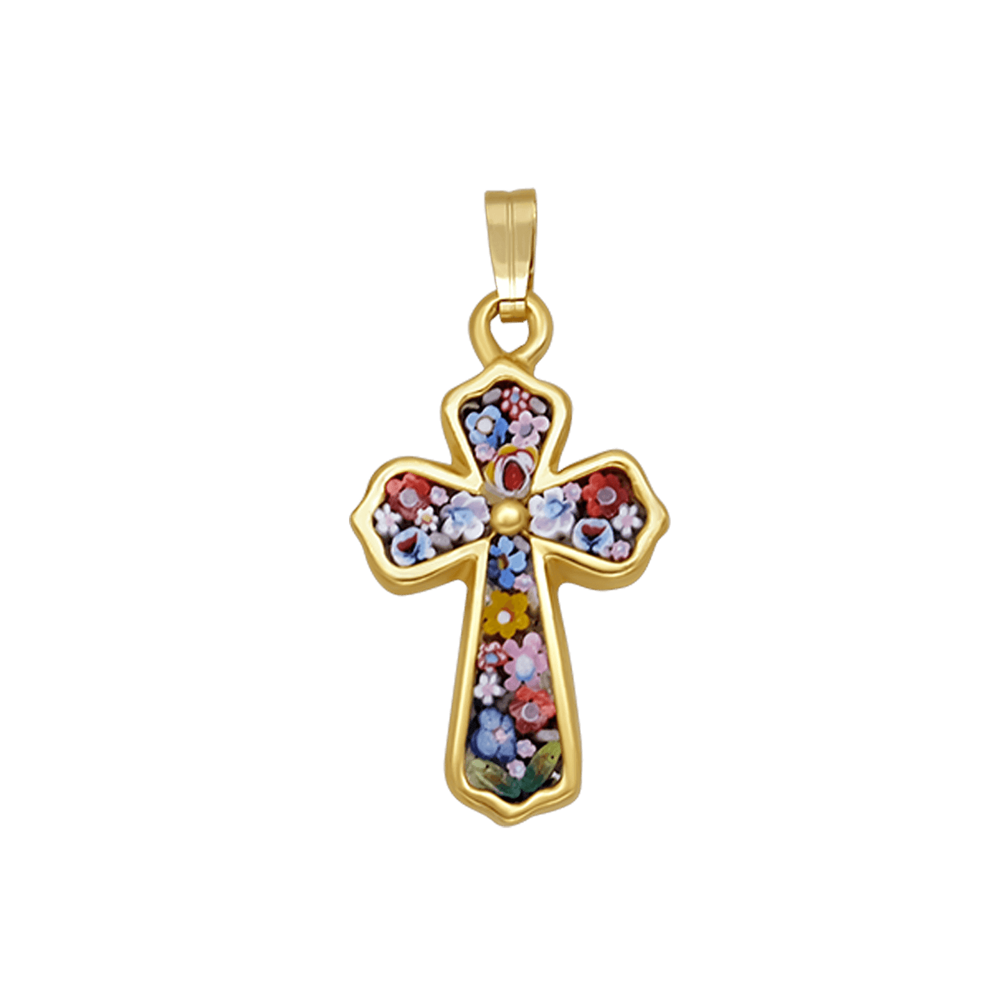KRUIS HANGER - MICROMOSAIC JEWELRY - GOUDEN METAAL