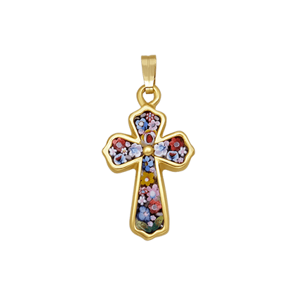 KRUIS HANGER - MICROMOSAIC JEWELRY - GOUDEN METAAL