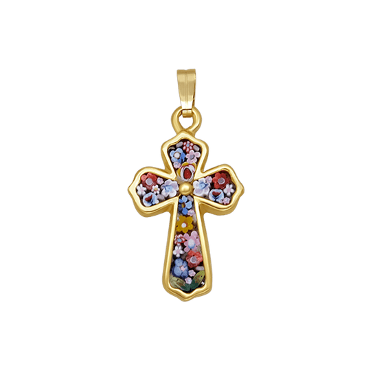 KRUIS HANGER - MICROMOSAIC JEWELRY - GOUDEN METAAL