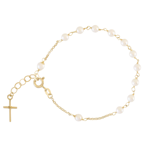 PEARL ROSARY BRACELET - GOLD